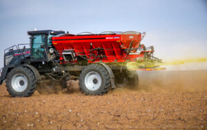 Salford BBI Sniper mounted on RBR chassis spreading fertilizer
