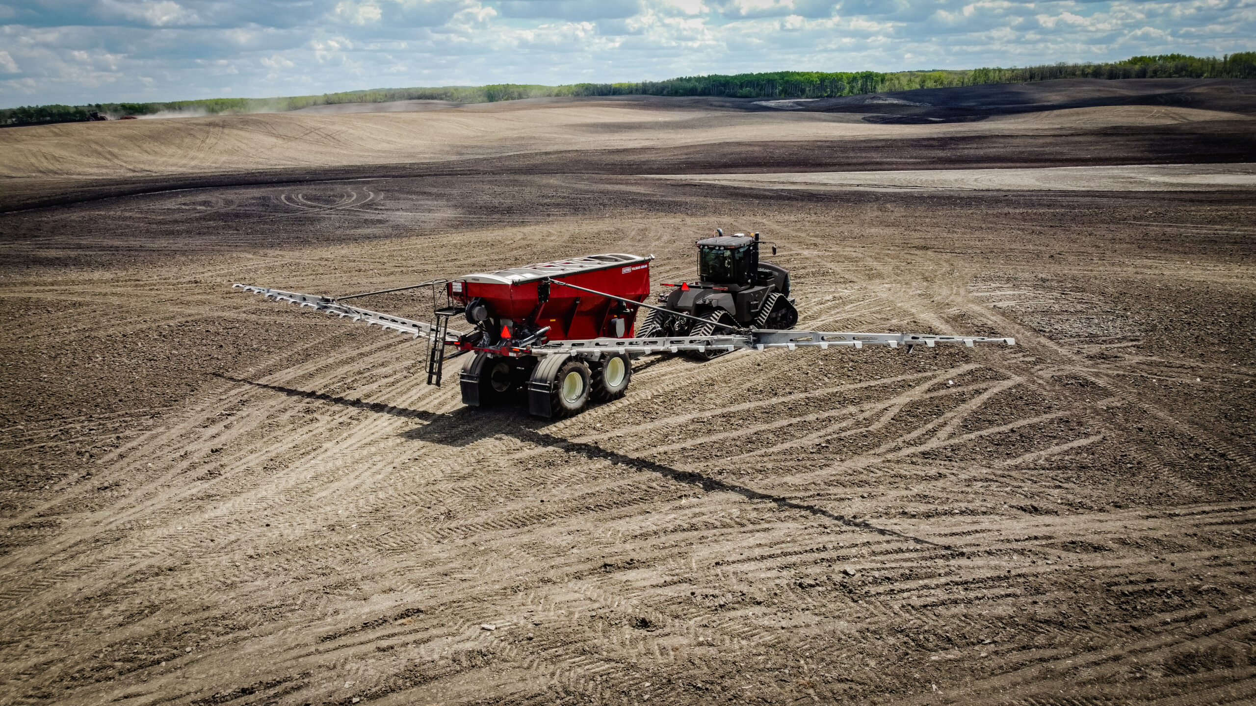 Aerial view of an AB640 applicator operating in a large field